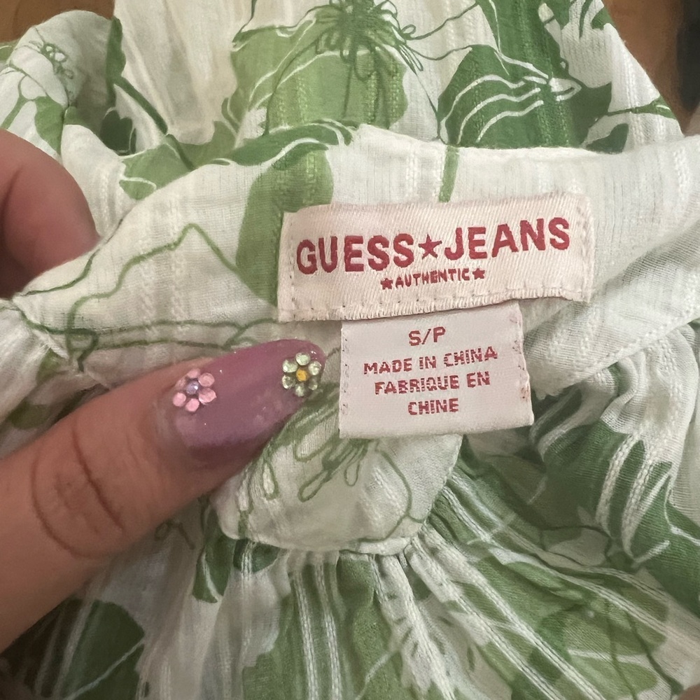 Guess White and Green Floral dress - Picture 4 of 4